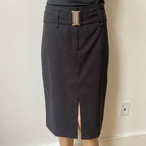 Front slit black pencil skirt